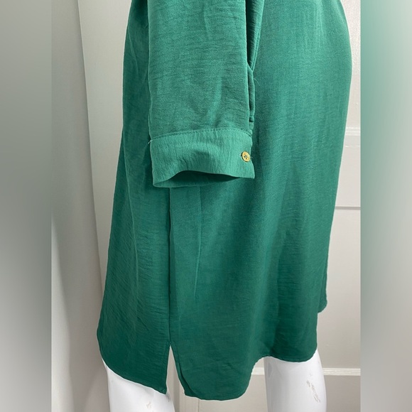 Fashion Nova NWT Hunter Green Mini Shirt Dress with gold embellishments - Picture 10 of 11
